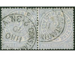 1870, Ziffer im Kreis 2 Kr. lebhaftgraublau, waagerechtes Paar, sauber gestempelt “CONSTANTINOPEL N.P.A. 11/10/70”, tadellos,