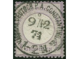 1872, Großer Schild ¼ Gr. violett, sauber gestempelt “KAISERL.DEUTSCH.P.A. CONSTANTINOPEL 9/12/74”, tadellos, seltene Entwert