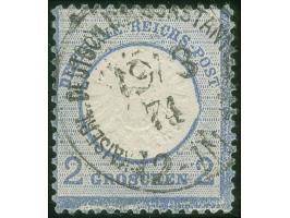 1872, Großer Schild 2 Gr. grauultramarin, mit Plattenfehler “Beule im Innenkreis unter T von Post” (Feld 9), sauber gestempel