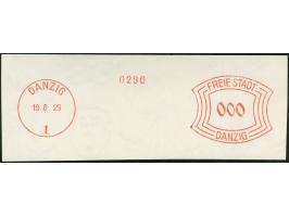 1929, Freistempel „DANZIG 1 19 8 29/000“ auf Papier mit Wasserzeichen (DANZIG/Wappen)&nbsp;