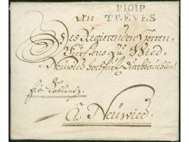 1802, “P.101 P./TREVES” sauber auf Briefkuvert mit kpl. Inhalt an den Fürsten zu Wied in Neuwied. Der Absender, Wenz zu Lahns