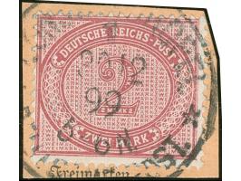 1899, Innendienst 2 M. rötlichkarmin, mit Plattenfehler “große Unterbrechung in der Guilloche unten links”, sauber gestempelt