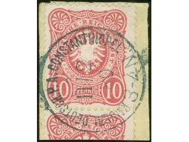 1875/80, Pfennige 10 Pfg. lebhaftrotkarmin, sauber mit blauem Stempel “KAISERL.DEUTSCH.P.A. CONSTANTINOPEL 11/2/80” (Kreis üb