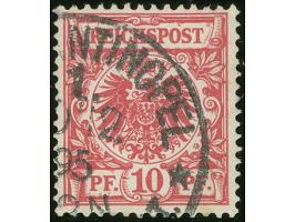 1889/94, Krone/Adler 10 Pfg. lebhaftlilarot (UV rot), mit Plattenfehler “Balken links im Wertschild”, sauber gestempelt “CONS