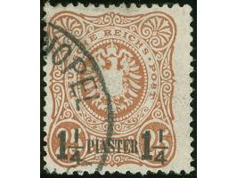 1884, Aufdruck auf Pfennig 1 ¼ Pia. auf 25 Pfg. mittelgelbbraun, gestempelt “CONSTANTINOPEL”, tadellos, Fotobefund Jäschke-L.