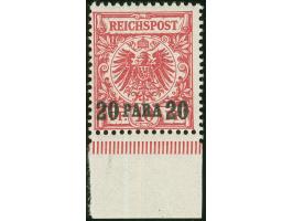1889, Krone/Adler 20 Pa. auf 10 Pfg. dunkelrosarot, Unterrandstück, postfrisch, tadellos, unsigniert, Fotoattest Jäschke-L. B