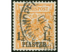 1889, Krone/Adler 1 ¼ Pia. auf 25 Pfg. gelblichorange, mit Plattenfehler “großer weißer Fleck über zweitem S in Reichspost”, 