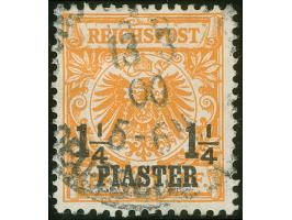 1889, Krone/Adler 1¼ Pia. auf 25 Pfg. gelblichorange, mit Aufdruckfehler “beide 1 von ¼ verkürzt", sauber gestempelt “CONSTAN