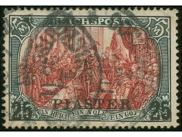 1900, Germania 25 Pia. auf 5 M. grünschwarz/bräunlichkarmin, Urmarkentype II, sauber gestempelt “CONSTANTINOPEL DP 25 11 03”,