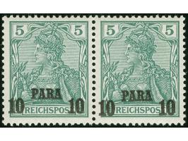 1902/04, Aufdrucktype II 10 P. auf 5 Pfg. dunkelgrün, waagerechtes Paar mit verschieden hoch stehendem Aufdruck, postfrisch, 