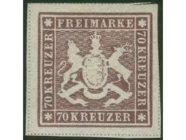 1873, 70 Kr. braunlila, Bogenfeld 4, farbfrisch, allseits breitrandig geschnitten, mit großen Teilen der Trennungslinien, lin