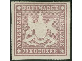1873, 70 Kr. rotlila, Bogenfeld 1, farbfrisch, allseits breitrandig geschnitten mit schöner Wappenprägung, mit allseits sicht
