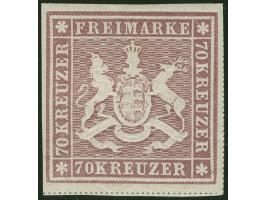 1873, 70 Kr. rotlila, Bogenfeld 3, farbfrisch, überwiegend breitrandig geschnitten mit schöner Wappenprägung, links mit sicht