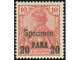 1900, Aufdrucktype I 20 P. auf 10 Pfg. dunkelkarminrot, mit Aufdruck “Specimen”, postfrisch, tadellos, sign. HK