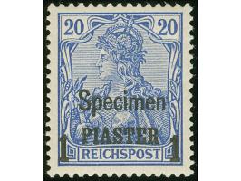 1900, Aufdrucktype I 1 Pia. auf 20 Pfg. dunkeöviolettultramarin, mit Aufdruck “Specimen”, postfrisch, tadellos, sign. HK