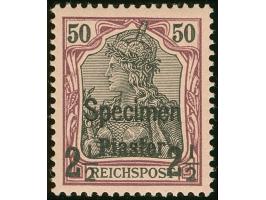 1900, Aufdrucktype I 2 ½ Pia. auf 50 Pfg. dunkelbräunlichlila/rotschwarz auf mattbraunorange, mit Aufdruck “Specimen”, postfr