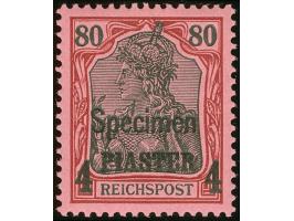 1900, Aufdrucktype I 4 Pia. auf 80 Pfg. dunkelrötlichkarmin/rotschwarz auf mattkarmin, mit Aufdruck “Specimen”, postfrisch, t