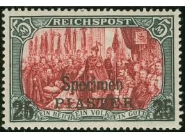 1900, Aufdrucktype II 25 Pia. auf 5 M. grünschwarz/bräunlichkarmin, Urmarkentype I, Nachmalung nur mit Deckweiß, mit Aufdruck