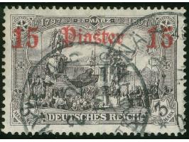 1905/13, Germania mit Wz. 15 Pia. auf 3 M. schwarzviolett, sauber gestempelt “SMYRNA * b 2/2/14”, tadellos, sign. u. a. Barte
