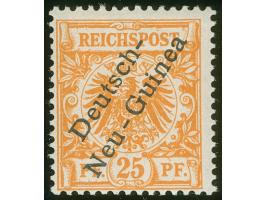 1897, Aufdruckausgabe 25 Pfg. gelblichorange, mit Plattenfehgler “farbiger Punkt neben linker unterer Bandrolle”, postfrisch,