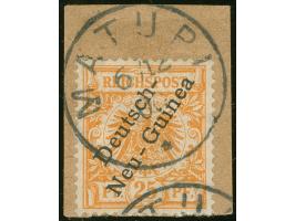 1897, Aufdruckausgabe 25 Pfg. gelblichorange, mit Plattenfehler “I in Reichspost oben gespalten”, sauber gestempelt “MATUPI 6