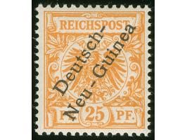 1897, Aufdruckausgabe 25 Pfg. gelblichorange, mit Plattenfehler “I in Reichspost oben gespalten”, postfrisch, tadellos, Fotob