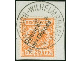 1897, Aufdruckausgabe 25 Pfg. dunkelorange, mit Plattenfehler “I in Reichspost oben gespalten”, sauber gestempelt “FRIEDRICH-