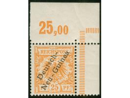 1897, Aufdruckausgabe 25 Pfg. gelblichorange, rechte obere Bogenecke mit Aufdruckfehler “unterer Bogen des t in Deutsch verkü