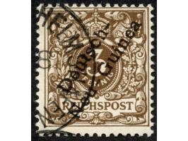 1897, Aufdruckausgabe 3 Pfg. dunkelockerbraun, mit Aufdruckfehler “senkrechter Strich des h in Deutsch sehr dünn” (Aufdruckfe
