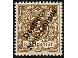 1897, Aufdruckausgabe 3 Pfg. dunkelockerbraun, mit Aufdruckfehler “senkrechter Strich des h in Deutsch sehr dünn” (Aufdruckfe