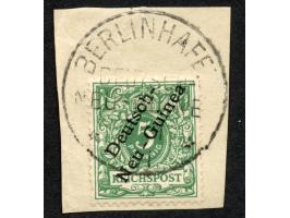 1897, Aufdruckausgabe 5 Pfg. lebhaftopalgrün, smit Aufdruckfehler “senkrechter Strich des h in Deutsch sehr dünn” (Aufdruckfe