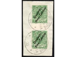 1897, Aufdruckausgabe 5 Pfg. lebhaftopalgrün, senkrechtes Zwischenstegpaar mit Aufdruckfehler “senkrechter Strich des h in De