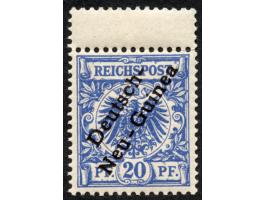 1897, Aufdruckausgabe 20 Pfg. violettultramarin, mit Aufdruckfehler “senkrechter Strich des h in Deutsch sehr dünn” (Aufdruck