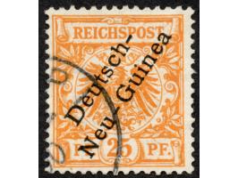 1897, Aufdruckausgabe 25 Pfg. gelblichorange, mit Aufdruckfehler “senkrechter Strich des h in Deutsch sehr dünn” (Aufdruckfel