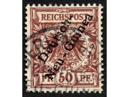 1897, Aufdruckausgabe 50 Pfg. lebhaftrötlichbraun, mit Aufdruckfehler “senkrechter Strich des h in Deutsch sehr dünn” (Aufdru