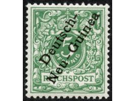 1897, Aufdruckausgabe 5 Pfg. dunkelopalgrün, mit Aufdruckfehler “zweites e in Neu-Guinea offen" (Aufdruckfeld 67), postfrisch
