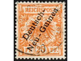 1897, Aufdruckausgabe 25 Pfg. dunkelorange, Aufdruckfehler “zweites e in Neu-Guinea offen" (Aufdruckfeld 67), gestempelt, tad