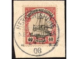 1900/01, Kaiseryacht ohne Wz. 40 Pfg. dunkelrötlichkarmin/schwarz, mit Plattenfehler “Linie unter rechter Wertangabe 40 durch