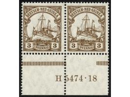 1918, Kaiseryacht m. Wz. 3 Pfg. &nbsp;dunkelorangebraun, waagerechtes Unterrandpaar mit HAN “H 5474.18”, postfrisch, tadellos