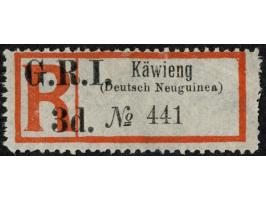 1914, Einschreibzettel 3 d. auf Käwieng (Antiqua), ungebraucht ohne Gummi, tadellos, Fotoattest BPA (1981)