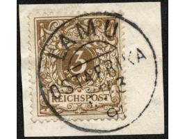 1890/91, Krone/Adler 3 Pfg. gelblichbraun, sauber gestempelt “LAMU 31/3 91” (Letzttag) auf Briefstück, tadellos, sign. Bothe&