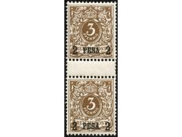 1893, waagerechter Aufdruck 15,4 mm breit 2 P. auf 3 Pfg. mittelbraun, senkrechtes Zwischenstegpaar, postfrisch, tadellos, un
