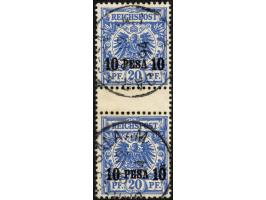 1893, waagerechter Aufdruck 10 P. auf 20 Pfg. violettultramarin, senkrechtes Zwischenstegpaar, sauber gestempelt “DAR-ES-SALA