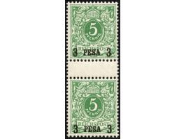 1893, waagerechter Aufdruck 15,4 mm breit 3 P. auf 5 Pfg. opalgrün, senkrechtes Zwischenstegpaar, postfrisch, tadellos, unsig