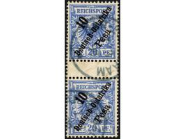 1896, diagonaler Aufdruck 10 P. auf 20 Pfg violettultramarin, senkrechtes Zwischenstegpaar, sauber gestempelt “DAR-ES-SALAAM 