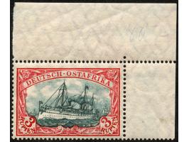1905/20, Kaiseryacht mit Wz. Friedensdruck gez. 26:17 3 R. dunkelrot/grünschwarz, rechte obere Bogenecke, postfrisch, tadello