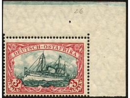 1905/20, Kaiseryacht mit Wz. Kriegsdruck gez. 26:17 3 R. schwärzlichkarminrot/grünschwarz, rechte obere Bogenecke, postfrisch