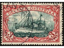 1905/20, Kaiseryacht mit Wz. Friedensdruck gez. 26:17 3 R. dunkelrot/grünschwarz, mit Plattenfehler “Retusche in der Wolke üb