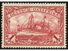 1905/20, Kaiseryacht mit Wz. Kriegsdruck gez. 25:17 1 R. dunkelrot, mit Plattenfehler “Retusche in der Wolke über dem Bug des