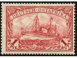 1905/20, Kaiseryacht mit Wz. Kriegsdruck gez. 26:17 1 R. dunkelrot, mit Plattenfehler “Retusche in der Wolke über dem Bug des